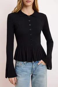 TRENDYOLMİLLA Black Openwork Detailed Fitted Knitwear Cardigan - Image 3