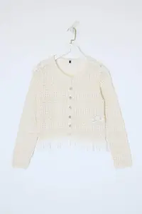 TRENDYOLMİLLA Stone Skirt Ucu Lace Garnili Cellular Knitwear Cardigan