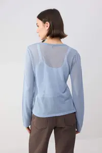 TRENDYOLMİLLA Wardrobe Essentials Blue Crew Neck Thin Knitwear Cardigan - Image 4