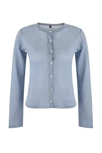 TRENDYOLMİLLA Wardrobe Essentials Blue Crew Neck Thin Knitwear Cardigan - Image 5