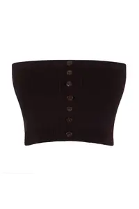 TRENDYOLMİLLA Brown Basic Soft Strapless Blouse- Crew Neck Cardigan Set Knitwear Cardigan - Image 7
