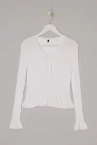 TRENDYOLMİLLA Ecru Crew Neck Skirt Detailed Knitwear Cardigan - Image 5