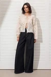 TRENDYOLMİLLA Stone Crochet Detailed Crew Neck Knitwear Cardigan - Image 2