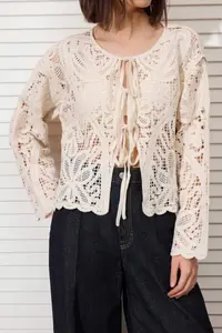 TRENDYOLMİLLA Stone Crochet Detailed Crew Neck Knitwear Cardigan - Image 3