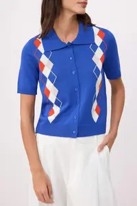 TRENDYOLMİLLA Saks Blue Summer Special Yarn Baklava Patterned Knitwear Cardigan - Image 3