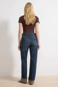 TRENDYOLMİLLA Mavi Hem folded High Waist 100% Cotton Straight jeans - Image 4
