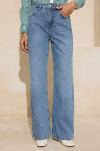 TRENDYOLMİLLA Mavi High Waist 100% Cotton Wide Leg Wide Leg jeans