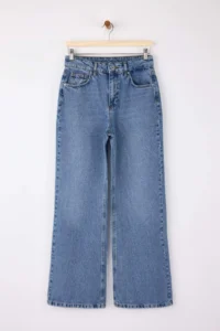TRENDYOLMİLLA Mavi High Waist 100% Cotton Wide Leg Wide Leg jeans - Image 5