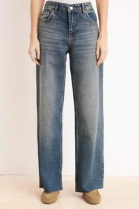 TRENDYOLMİLLA Mavi High Waist 100% Cotton Wide Leg Wide Leg jeans - Image 3