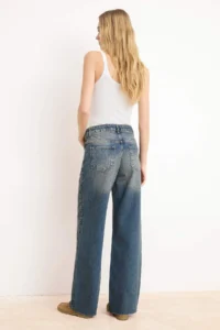TRENDYOLMİLLA Mavi High Waist 100% Cotton Wide Leg Wide Leg jeans - Image 4