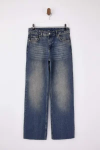 TRENDYOLMİLLA Mavi High Waist 100% Cotton Wide Leg Wide Leg jeans - Image 5