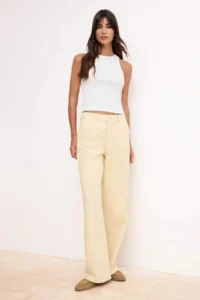 TRENDYOLMİLLA Stone Draped High Waist 100% Cotton Wide Leg jeans - Image 2