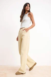 TRENDYOLMİLLA Stone Draped High Waist 100% Cotton Wide Leg jeans - Image 3