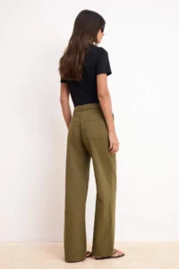 TRENDYOLMİLLA Khaki Draped High Waist 100% Cotton Wide Leg jeans - Image 4