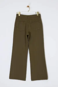 TRENDYOLMİLLA Khaki Draped High Waist 100% Cotton Wide Leg jeans - Image 6
