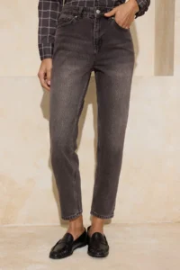 TRENDYOLMİLLA Brown Vintage Washed High Waist Ankle Size 100% Cotton Mom jeans - Image 3