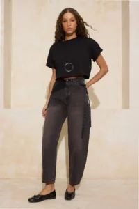 TRENDYOLMİLLA Brown Vintage Wash High Waist 100% Cotton barrel jeans