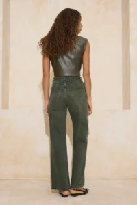 TRENDYOLMİLLA Khaki Vintage Washed High Waist 100% Cotton Wide Leg Wide Leg jeans - Image 4