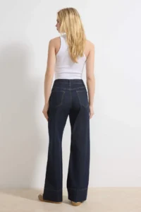TRENDYOLMİLLA Dark Blue Pocket Detail High Waist Ekstra Flexible Wide Leg jeans - Image 4