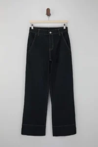 TRENDYOLMİLLA Dark Blue Pocket Detail High Waist Ekstra Flexible Wide Leg jeans - Image 5