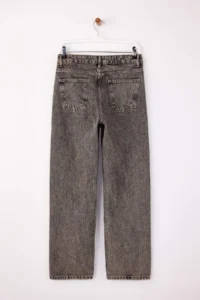 TRENDYOLMİLLA Gray High Waist 100% Cotton Plain Kesim Straight jeans - Image 6