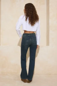 TRENDYOLMİLLA Mavi-Green Soluk Efektli High Waist Middle Flexible Flare jeans - Image 4