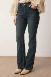 TRENDYOLMİLLA Mavi-Green Soluk Efektli High Waist Middle Flexible Flare jeans - Image 7