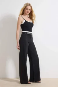 TRENDYOLMİLLA Black High Waist Stitching Detailed Extra Flexible Wide Leg Wide Leg jeans - Image 2