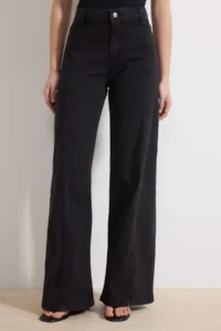 TRENDYOLMİLLA Black High Waist Stitching Detailed Extra Flexible Wide Leg Wide Leg jeans - Image 3