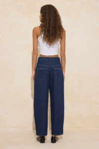 TRENDYOLMİLLA Mavi Draped Accessory Detailed Regular Waist 100% Cotton barrel jeans - Image 5