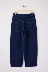TRENDYOLMİLLA Mavi Draped Accessory Detailed Regular Waist 100% Cotton barrel jeans - Image 7