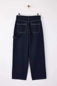 TRENDYOLMİLLA Limited Edition Dark Blue Draped Pocket Detail High Waist 100% Cotton Baggy jeans - Image 5