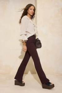 TRENDYOLMİLLA Brown Button Detailed High Waist Middle Flexible Flare flared leg jeans - Image 2