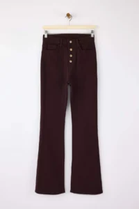 TRENDYOLMİLLA Brown Button Detailed High Waist Middle Flexible Flare flared leg jeans - Image 5