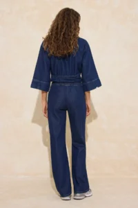 TRENDYOLMİLLA Dark Blue Draped Elastic Waist High Waist Wide Leg jeans - Image 4