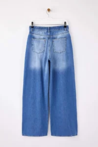 TRENDYOLMİLLA Mavi Flowy Elastic Waist 100% Cotton High Waist Extra Wide Leg Wide Leg jeans - Image 6
