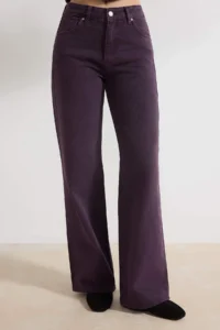 TRENDYOLMİLLA Purple Wash Effect High Waist 100% Cotton LONG Size Wide Leg jeans - Image 3