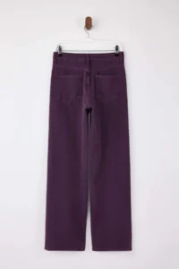 TRENDYOLMİLLA Purple Wash Effect High Waist 100% Cotton LONG Size Wide Leg jeans - Image 6