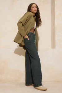 TRENDYOLMİLLA Dark Khaki Brown High Waist Wide Leg/Wide Leg 100% Cotton jeans - Image 3