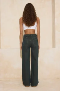 TRENDYOLMİLLA Dark Khaki Brown High Waist Wide Leg/Wide Leg 100% Cotton jeans - Image 4