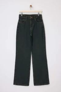 TRENDYOLMİLLA Dark Khaki Brown High Waist Wide Leg/Wide Leg 100% Cotton jeans - Image 5