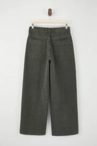 TRENDYOLMİLLA Teen Multicolored Plaid Patterned High Waist 100% Cotton Baggy jeans - Image 6