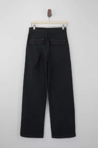TRENDYOLMİLLA Dark Blue Stitching Detailed High Waist Extra Flexible Wide Leg jeans - Image 7