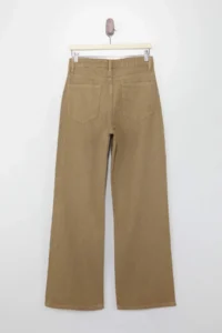 TRENDYOLMİLLA Camel Pearl Detailed Washing Effect High Waist 100% Cotton Wide Leg jeans - Image 6