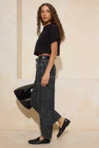 TRENDYOLMİLLA Black textured Material High Waist 100% Cotton barrel jeans - Image 3