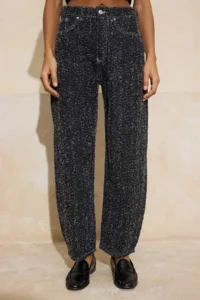 TRENDYOLMİLLA Black textured Material High Waist 100% Cotton barrel jeans - Image 4
