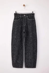 TRENDYOLMİLLA Black textured Material High Waist 100% Cotton barrel jeans - Image 6