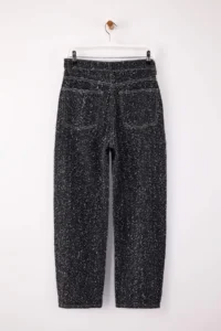 TRENDYOLMİLLA Black textured Material High Waist 100% Cotton barrel jeans - Image 8