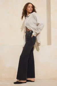 TRENDYOLMİLLA Black High Waist Less Flexible Wide Leg Wide Leg jeans - Image 2