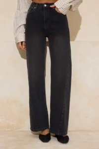 TRENDYOLMİLLA Black High Waist Less Flexible Wide Leg Wide Leg jeans - Image 3